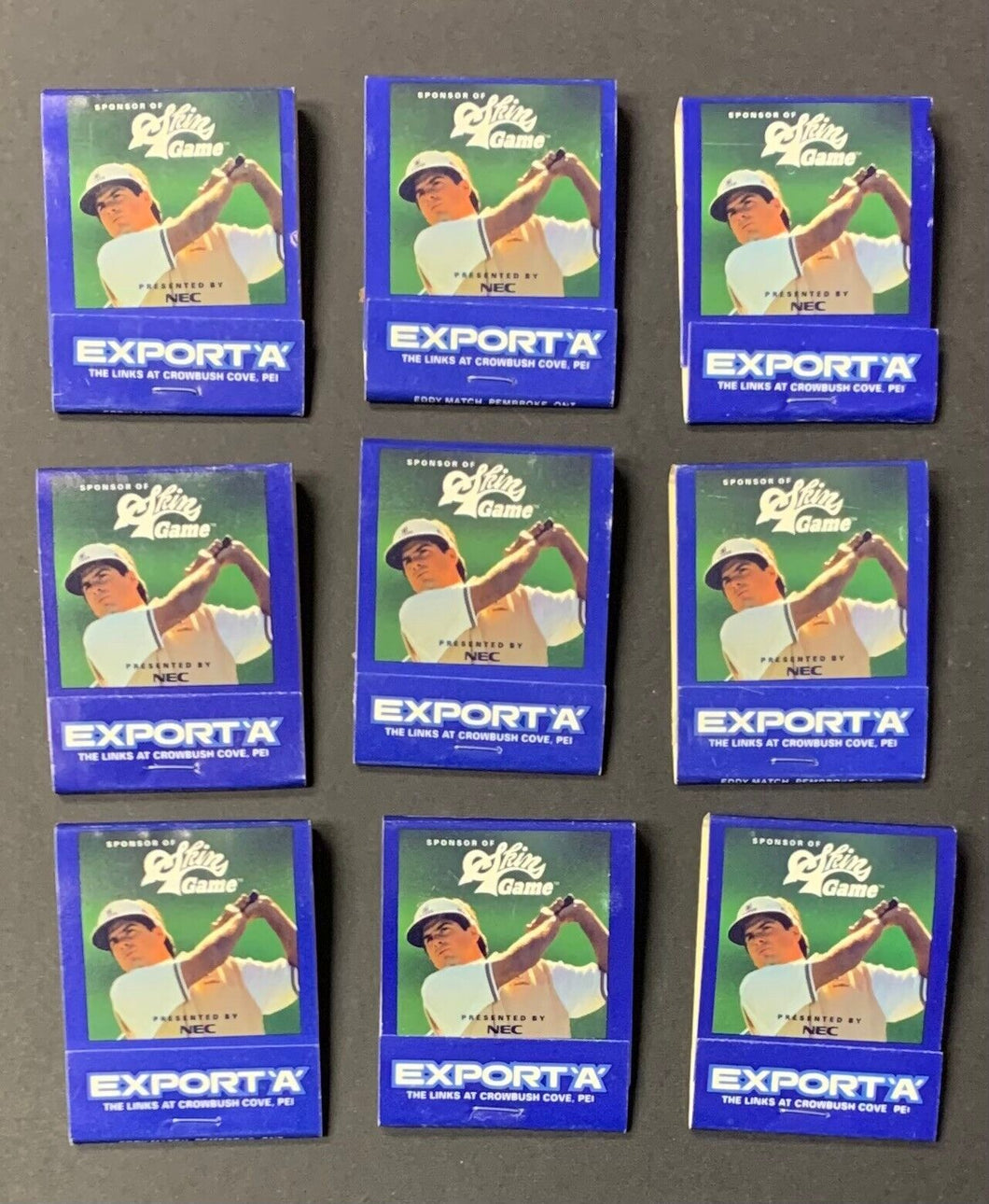 1998 Set x9 Golf Matchbooks Export A Skins Game The Links Crowbush Cov PEI