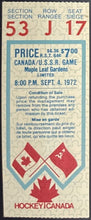 Load image into Gallery viewer, 1972 Summit Series Canada vs USSR Hockey Ticket Game 2 Maple Leaf Gardens iCert
