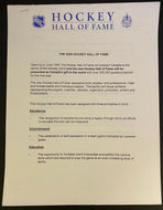 1993 NHL Hockey Hall of Fame Grand Opening Documents + Invite Vintage Toronto
