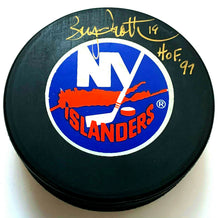 Load image into Gallery viewer, Bryan Trottier Signed New York Islanders Hockey Puck Autographed NHL HOF 97
