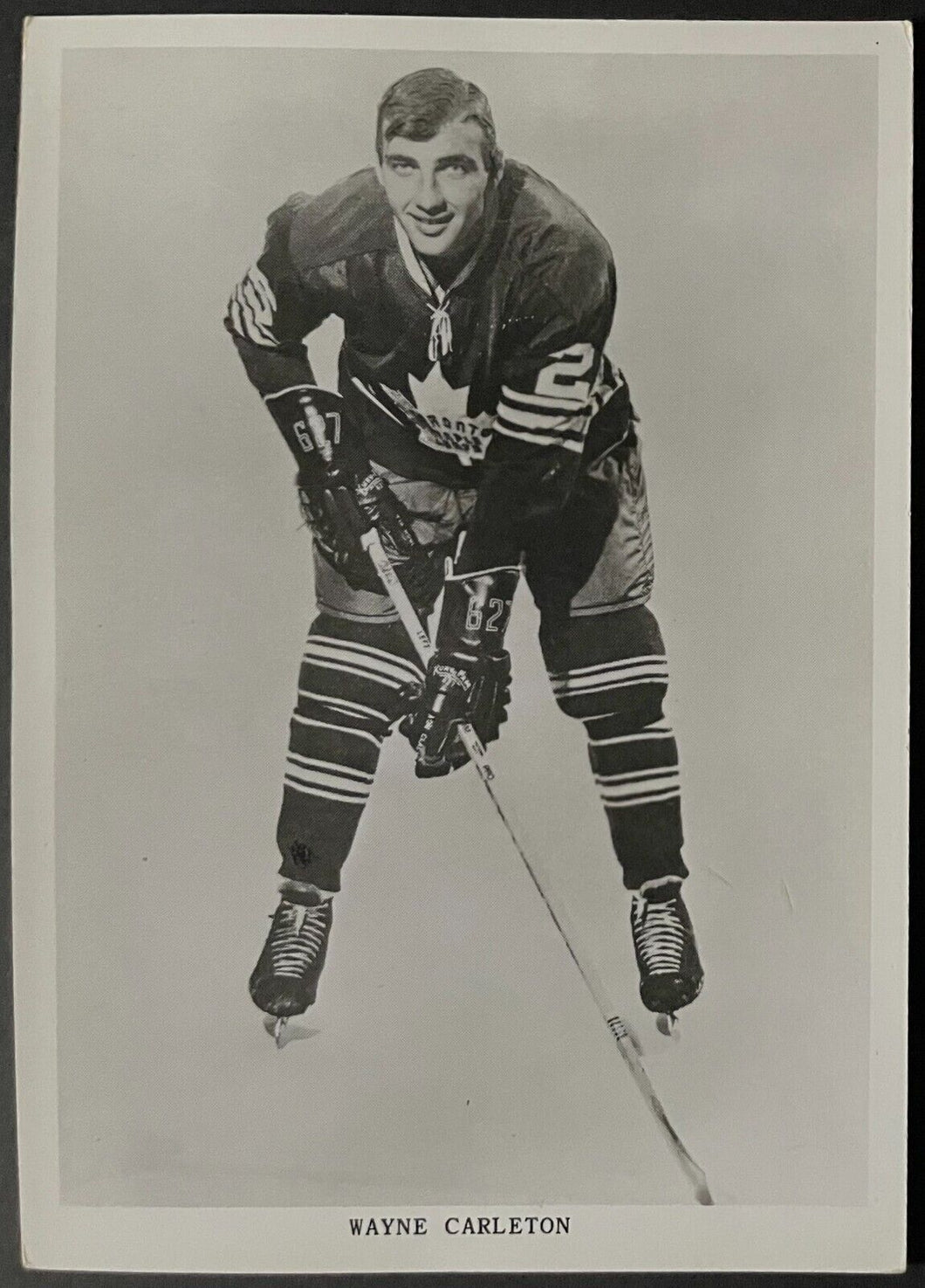 1968-69 NHL Hockey Toronto Maple Leafs Wayne Carleton Team Issued Photo Vintage