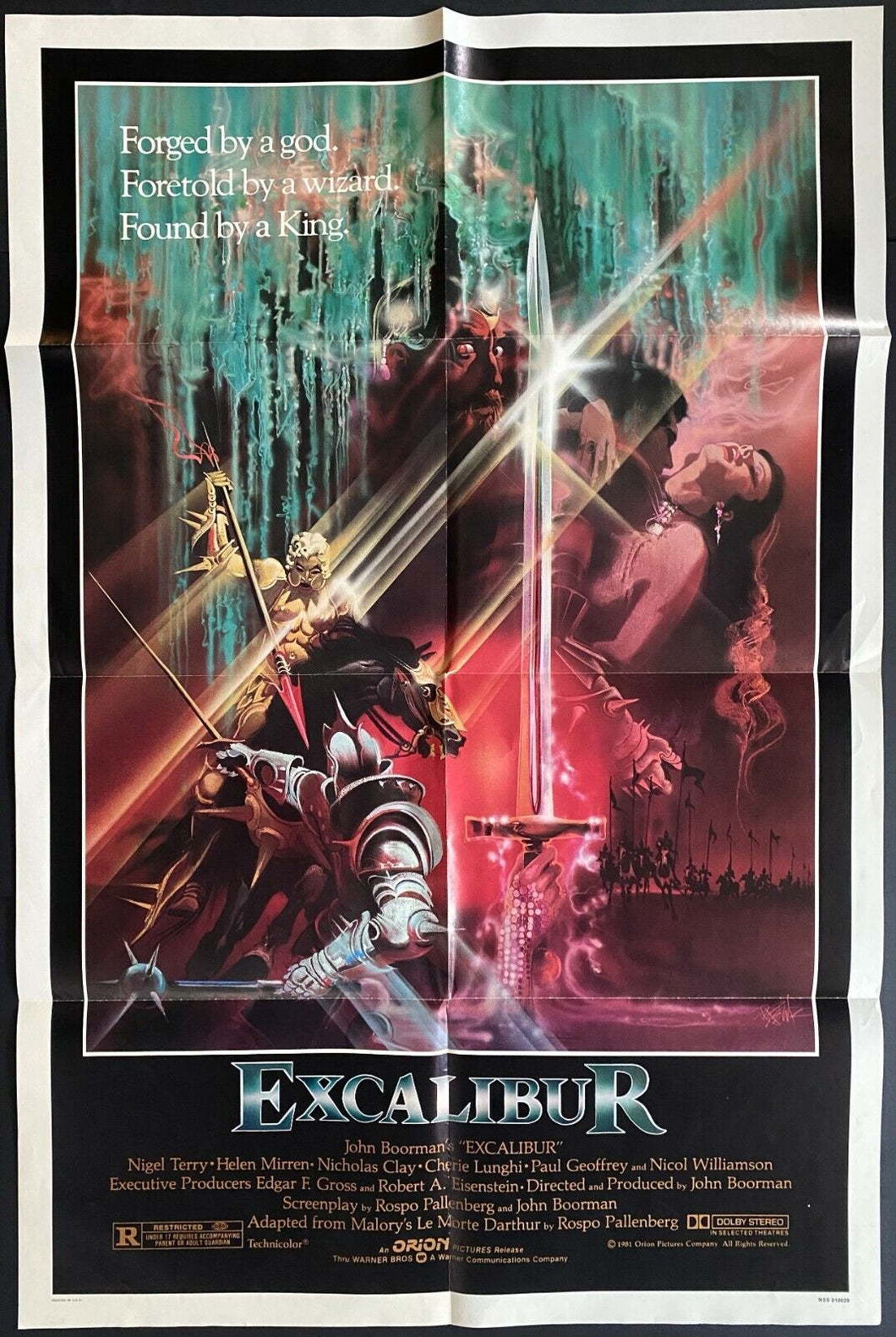 1981 Vintage Excalibur Movie Poster John Boorman Liam Neeson Patrick Stewart