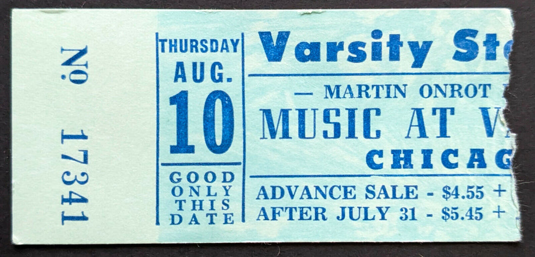 1972 Varsity Stadium Rock Concert Ticket Headline Band Chicago Vintage Music
