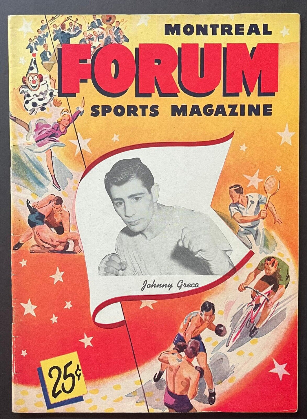 1949 Montreal Forum Boxing Program + Photo Johnny Greco vs Herb Kronowitz