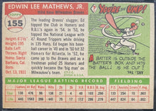 Load image into Gallery viewer, 1955 Topps #155 Eddie Mathews Milwaukee Braves MLB Card KSA EX 5
