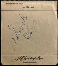Load image into Gallery viewer, 1960 NHL Hockey Signed Memo Pad Page Dennis Hull Chicago Blackhawks Autographed
