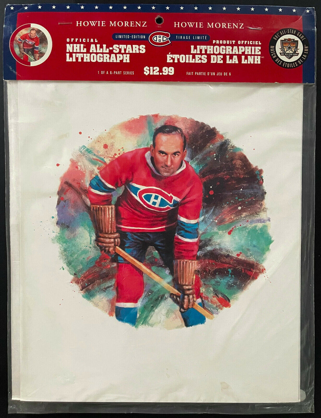 Howie Morenz NHL All-Star Lithograph Vintage Montreal Canadiens Hockey NOS