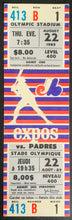 Load image into Gallery viewer, 1985 Montreal Expos Full Ticket Olympic Stadium vs San Diego Padres MLB

