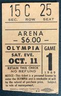 1969 Detroit Red Wings NHL Hockey Home Opener Ticket vs Toronto Maple Leafs