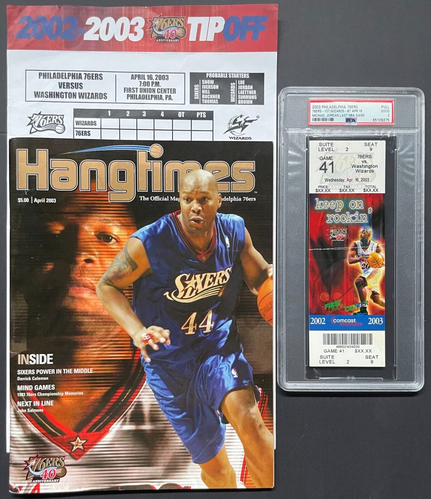 Michael Jordan Final NBA Game Slabbed Ticket + Program Washington