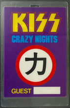 Load image into Gallery viewer, 1987-88 Kiss Crazy Night Tour Guest Pass Backstage Pass Vintage iCert 5.5
