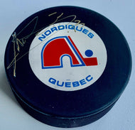 Mats Sundin Signed Quebec Nordiques NHL Hockey Puck Autographed Trench MFG