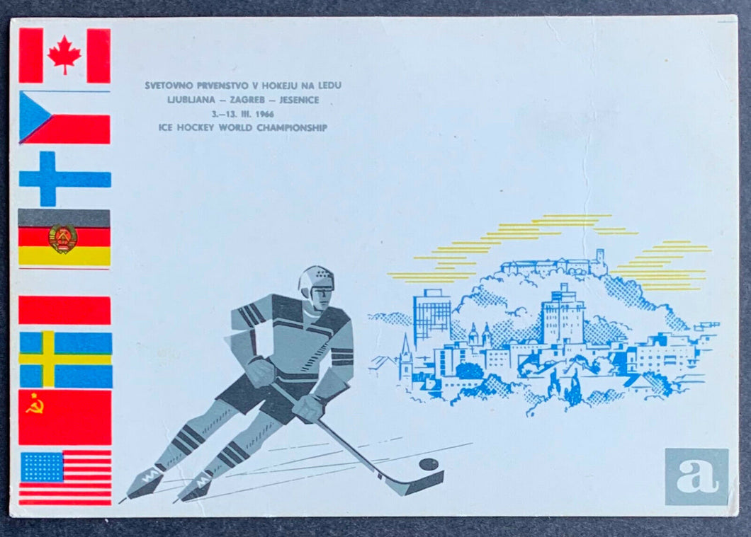 1966 World Ice Hockey Championship Postcard Yugoslavia Russia Wins Gold Canada