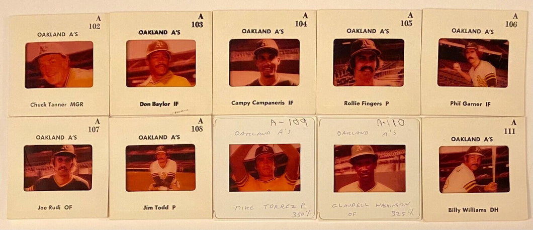 1976 MLB Baseball American League 35mm Slides (10) Oakland Athletics A's Fingers