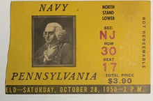 Load image into Gallery viewer, 1950 Navy Midshipmen vs Pennsylvania Quakers Football Game Ticket NCAA College
