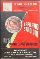 1951 Vancouver Capilanos Western International League Baseball Program Vintage