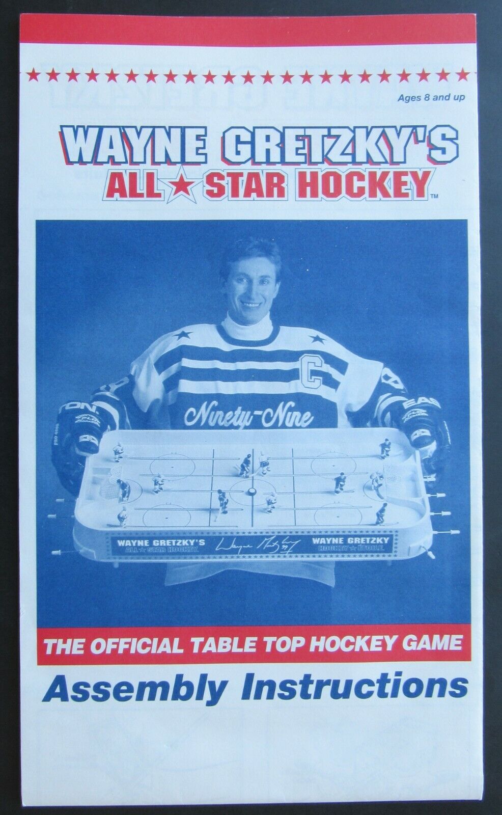 NHL Wayne Gretzky`s All Star Table Top Hockey Game Fold Out Instructions