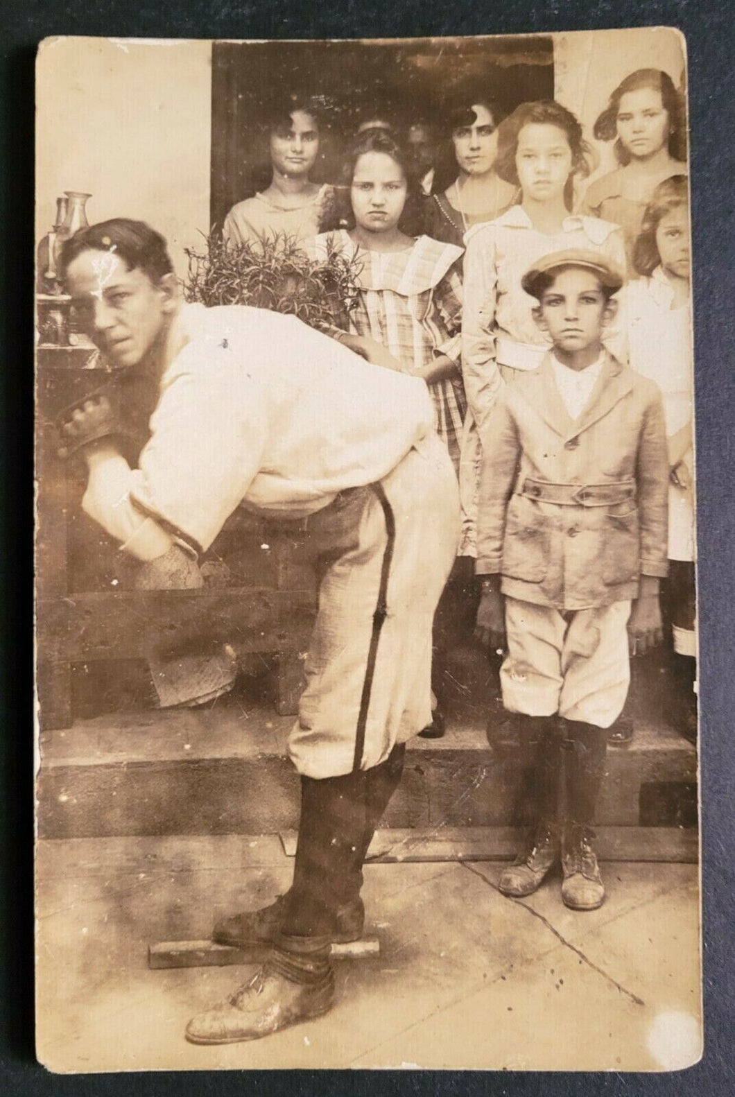 Early 1900's Photo Pitcher and Audience Baseball Postcard Vintage Unposted