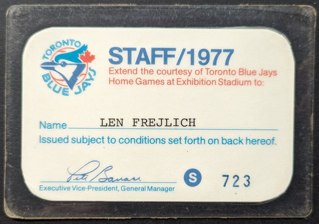 1977 Toronto Blue Jays Inaugural Season Employee Credentials Exhibition Stadium