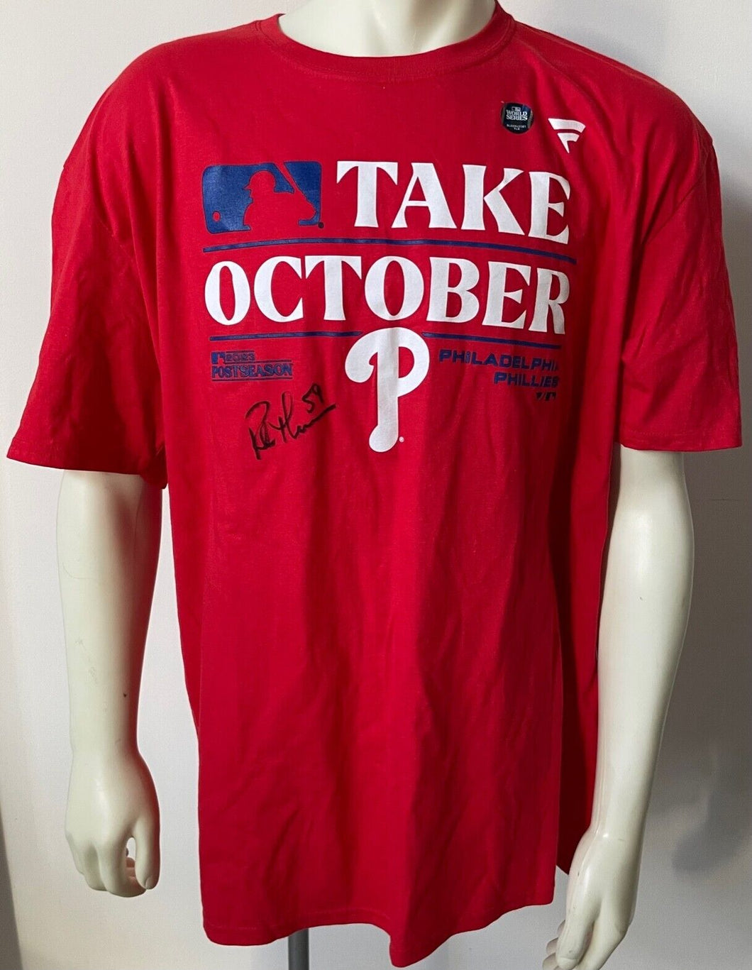 Rob Thomson Signed 2023 World Series Take October T-Shirt Autographed Fanatics