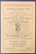 1931 Ottawa Auditorium Hockey Program Montreal Maroons vs Senators Babe Siebert