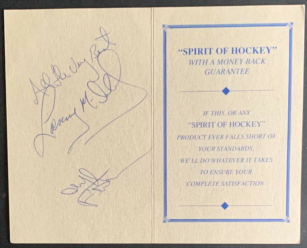 Hockey Hall Of Fame Card Signed Autographed By Lanny McDonald + Cliff Fletcher
