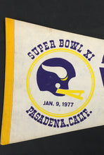 Load image into Gallery viewer, 1977 Minnesota Vikings Super Bowl XI Pennant NFC Champions Pasadena California
