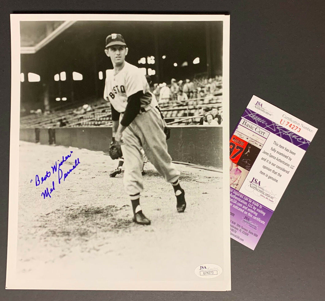 Mel Parnell Signed Autographed Photo Boston Red Sox Vintage MLV JSA Authentic