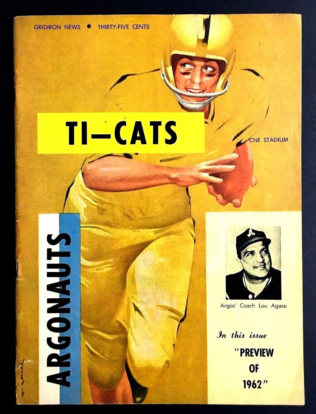1962 CNE Stadium CFL Hamilton Tiger Cats vs Toronto Argonauts VTG Program