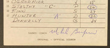 Load image into Gallery viewer, 1987 Original Quebec Nordiques NHL Lineup / Roster Card Signed Bergeron Playoffs
