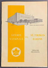Load image into Gallery viewer, 1964 London Gardens Jr B. Ontario Hockey Program Nationals vs St. Thomas Barons
