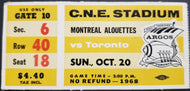 1968 C.N.E. Stadium Montreal Alouettes vs Toronto Argonauts CFL Football Ticket