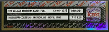 Load image into Gallery viewer, 1980 The Allman Brothers Band Full Concert Ticket Mississippi Coliseum iCert
