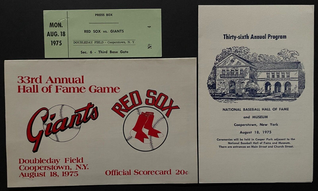1975 MLB Baseball Hall of Fame Induction Program + Game Ticket + Scorecard HOF