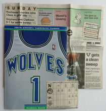 Load image into Gallery viewer, 1989-1990 NBA Minnesota Timberwolves Inaugural Season Yearbook + News Clippings
