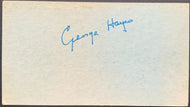 George Hayes Autographed Business Card NHL Hall Of Fame Linesman Signed