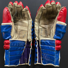 Load image into Gallery viewer, 1960&#39;s Professional Hockey Gloves Montreal Canadiens Team Colours Game Wear
