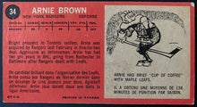 Load image into Gallery viewer, 1964-65 Vintage New York Rangers Arnie Brown Topps Tallboy NHL Hockey Card
