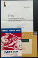 1955 Boxing Sketch Book + Letter + Envelope Regarding Copies Of Kessler Promo