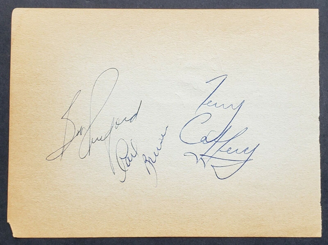 1960 Signed Index Card Carl Brewer Bob Pulford Terry Caffrey Brit Selby Jim Keon