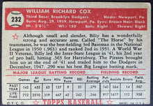 Load image into Gallery viewer, 1952 Topps Baseball Billy Cox #232 Brooklyn Dodgers MLB Card Vintage
