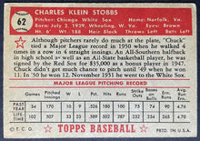 Load image into Gallery viewer, 1952 Topps Baseball Chuck Stobbs #62 Chicago White Sox Vintage MLB Card
