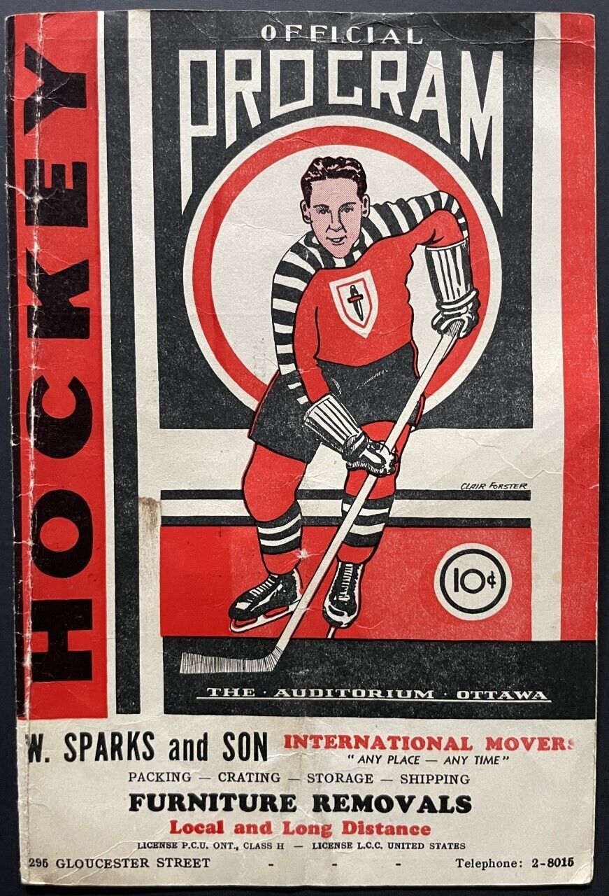 1934 Senior Hockey Program Ottawa Auditorium Hull Volants vs Sudbury Wolves