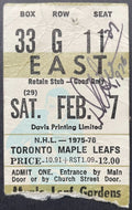 1976 Darryl Sittler 10 Point Game Signed Ticket Toronto Maple Leafs NHL Hockey