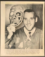 1963 Jacques Plante Vintage Press Wire Photo Hockey Pioneer New York Rangers
