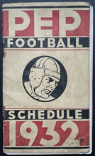 Load image into Gallery viewer, 1932 PEP Football Pocket Schedule Mini Calendar Vintage
