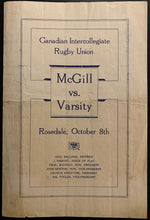 Load image into Gallery viewer, 1910 Rare College Football Program Grey Cup Champs University of Toronto McGill
