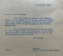 Load image into Gallery viewer, 1944 Vintage Toronto Maple Leafs File Copy Letters Hap Day Lawrence Weiler
