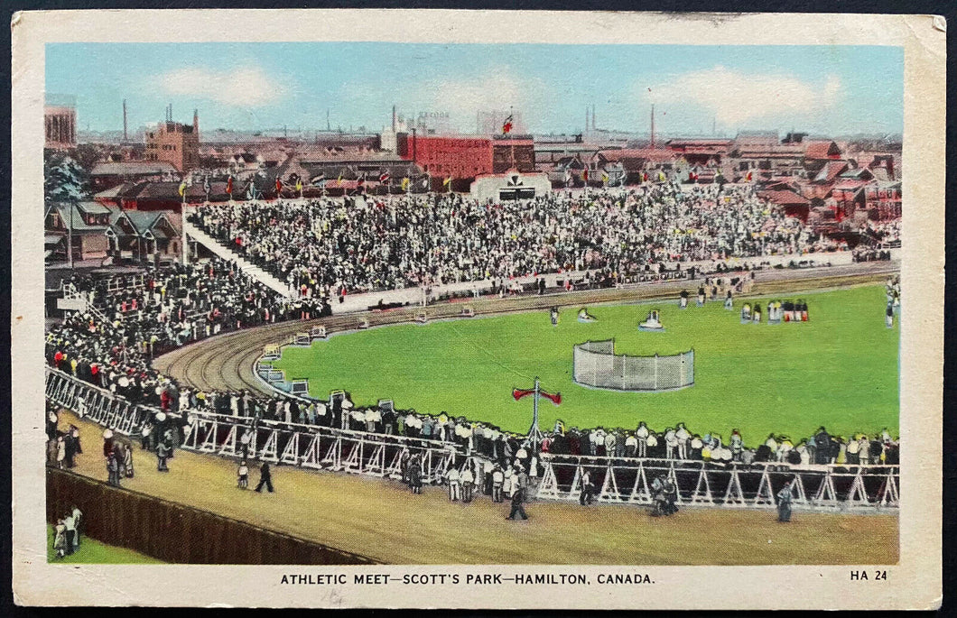 Vintage Hamilton Ontario Track Meet Postcard Athletic Post Card Canada