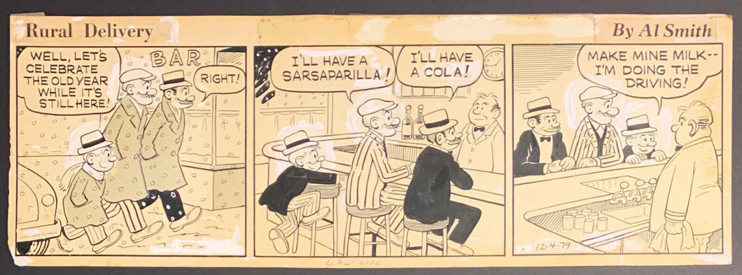 1979 Al Smith Original Comic Strip Rural Delivery Artwork Vintage Mutt And Jeff